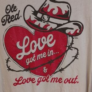 Ole Red Women's Short Sleeve Tee - Red and White